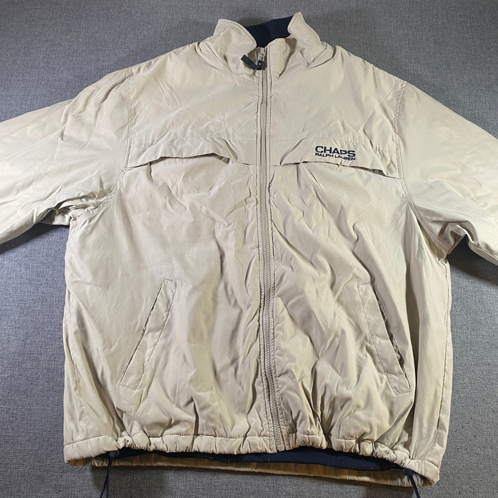 Chaps Ralph Lauren Mens Jacket‎ Full Zip Beige XL Windbreaker Coat